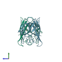 PDB entry 1azv coloured by chain, side view.