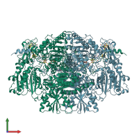 PDB entry 1b0p coloured by chain, front view.