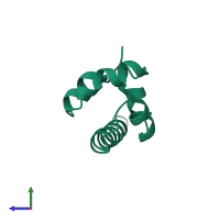 PDB entry 1b0x coloured by chain, side view.