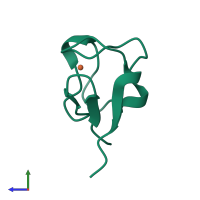 PDB entry 1b13 coloured by chain, side view.