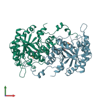 PDB entry 1b4k coloured by chain, front view.