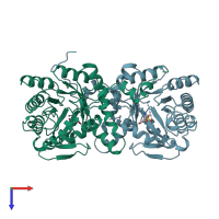 PDB entry 1b4k coloured by chain, top view.