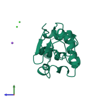 PDB entry 1b5v coloured by chain, side view.