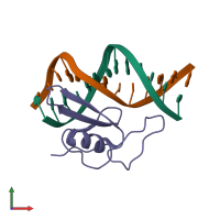 PDB entry 1b69 coloured by chain, front view.