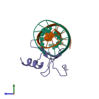 PDB entry 1b69 coloured by chain, side view.