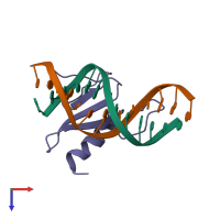 PDB entry 1b69 coloured by chain, top view.