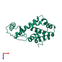 PDB entry 1b6i coloured by chain, top view.