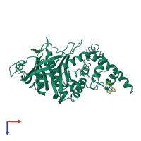 PDB entry 1b7e coloured by chain, top view.