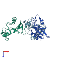 PDB entry 1bao coloured by chain, top view.