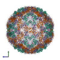 Hetero 240-meric assembly 1 of PDB entry 1bbt coloured by chemically distinct molecules, side view.