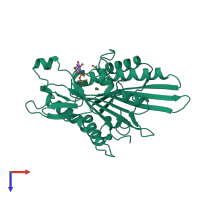 PDB entry 1bg2 coloured by chain, top view.