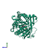 PDB entry 1bgn coloured by chain, side view.