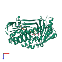 PDB entry 1bgn coloured by chain, top view.