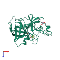 PDB entry 1bio coloured by chain, top view.