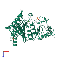 PDB entry 1bk4 coloured by chain, top view.
