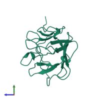 PDB entry 1bla coloured by chain, side view.
