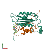 PDB entry 1bmq coloured by chain, front view.