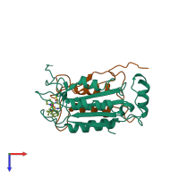 PDB entry 1bmq coloured by chain, top view.