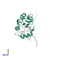 Caspase-1 subunit p20 in PDB entry 1bmq, assembly 1, side view.