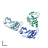 PDB entry 1bne coloured by chain, front view.