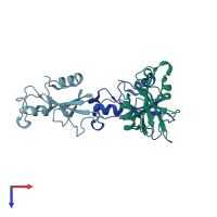 PDB entry 1bne coloured by chain, top view.