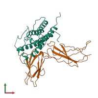 PDB entry 1bp3 coloured by chain, front view.