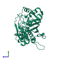 PDB entry 1bpj coloured by chain, side view.