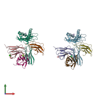 PDB entry 1bqh coloured by chain, front view.