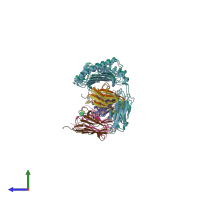 PDB entry 1bqh coloured by chain, side view.