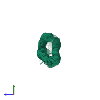 PDB entry 1br0 coloured by chain, ensemble of 15 models, side view.