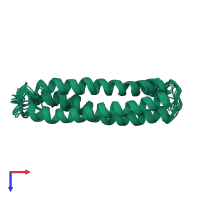 PDB entry 1br0 coloured by chain, ensemble of 15 models, top view.