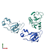 PDB entry 1brk coloured by chain, front view.