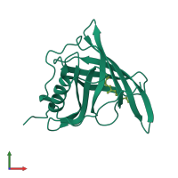 PDB entry 1brp coloured by chain, front view.