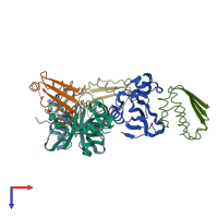 PDB entry 1brs coloured by chain, top view.