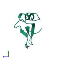 Monomeric assembly 1 of PDB entry 1brz coloured by chemically distinct molecules, side view.