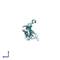 PDB entry 1bte coloured by chain, side view.