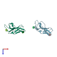 PDB entry 1bte coloured by chain, top view.