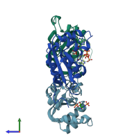 PDB entry 1bux coloured by chain, side view.