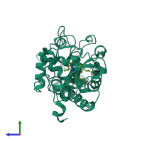 Monomeric assembly 1 of PDB entry 1bva coloured by chemically distinct molecules, side view.