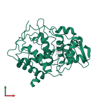 Cytochrome c peroxidase, mitochondrial in PDB entry 1bva, assembly 1, front view.