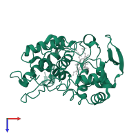 Cytochrome c peroxidase, mitochondrial in PDB entry 1bva, assembly 1, top view.