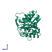 PDB entry 1byi coloured by chain, side view.