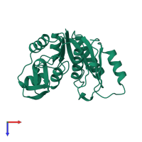 PDB entry 1byi coloured by chain, top view.