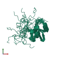 PDB entry 1bym coloured by chain, ensemble of 20 models, front view.