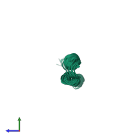 PDB entry 1c0v coloured by chain, ensemble of 10 models, side view.