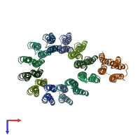 PDB entry 1c17 coloured by chain, top view.