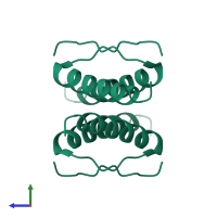 Cellular tumor antigen p53 in PDB entry 1c26, assembly 1, side view.