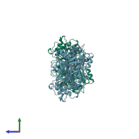 PDB entry 1c47 coloured by chain, side view.