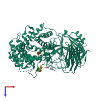 PDB entry 1c82 coloured by chain, top view.