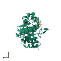 PDB entry 1c88 coloured by chain, side view.